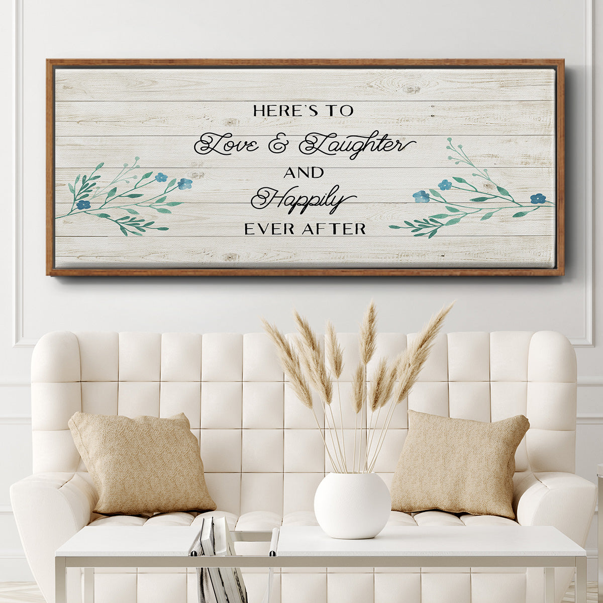 Floral Happily - Floater Framed Canvas Print