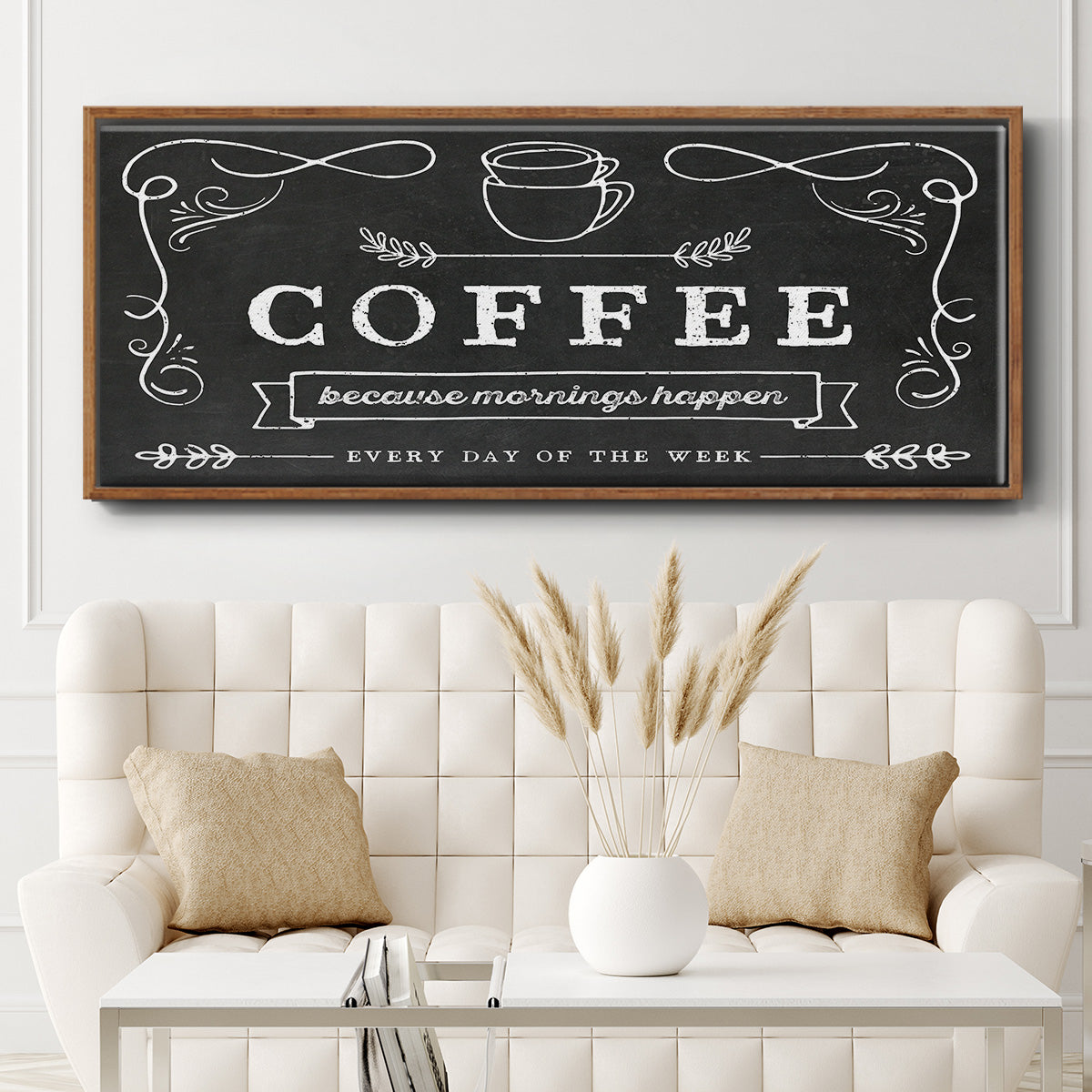 Coffee Everyday - Floater Framed Canvas Print