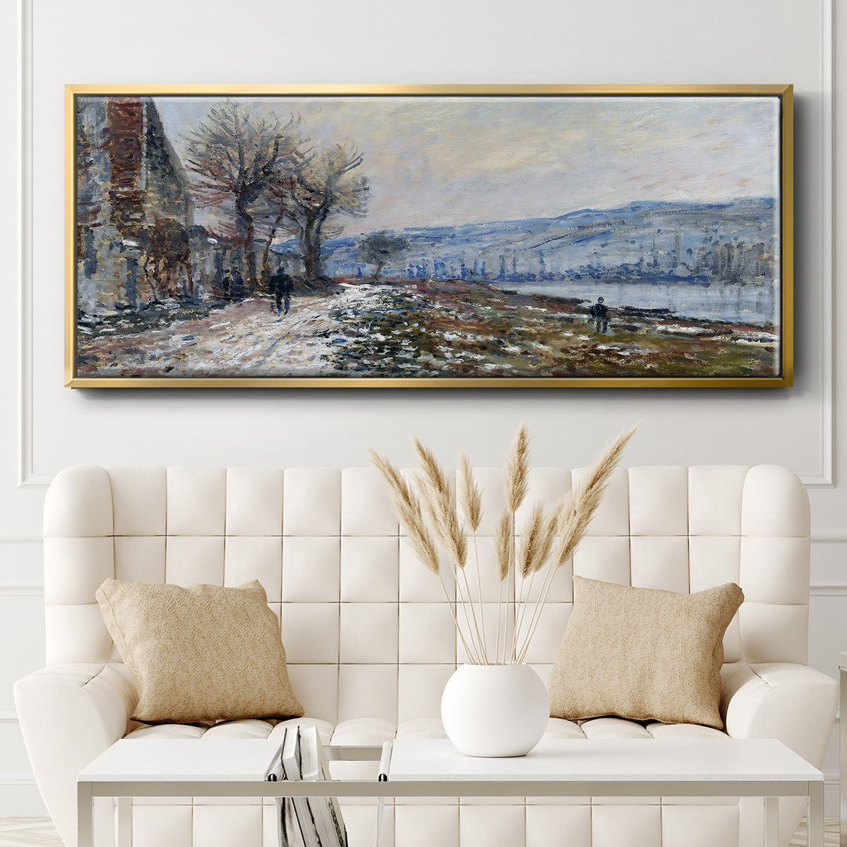 The Seine at Lavacourt, Effect of Snow, 1879 - Floater Framed Canvas Print