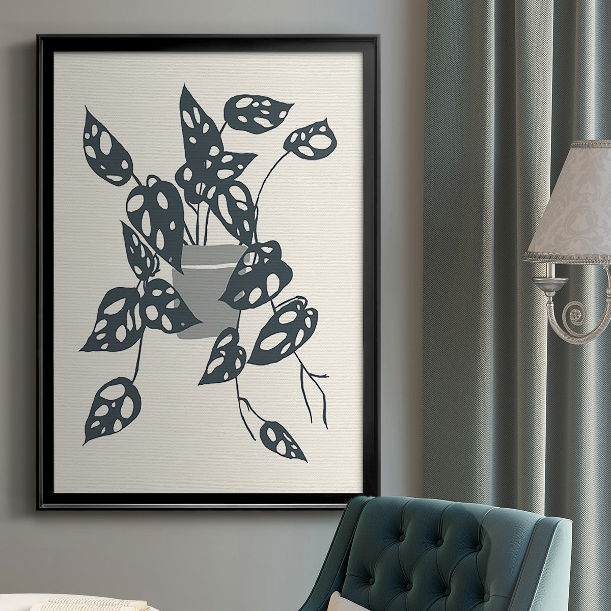 Growing Leaves IV - Modern Framed Canvas Print