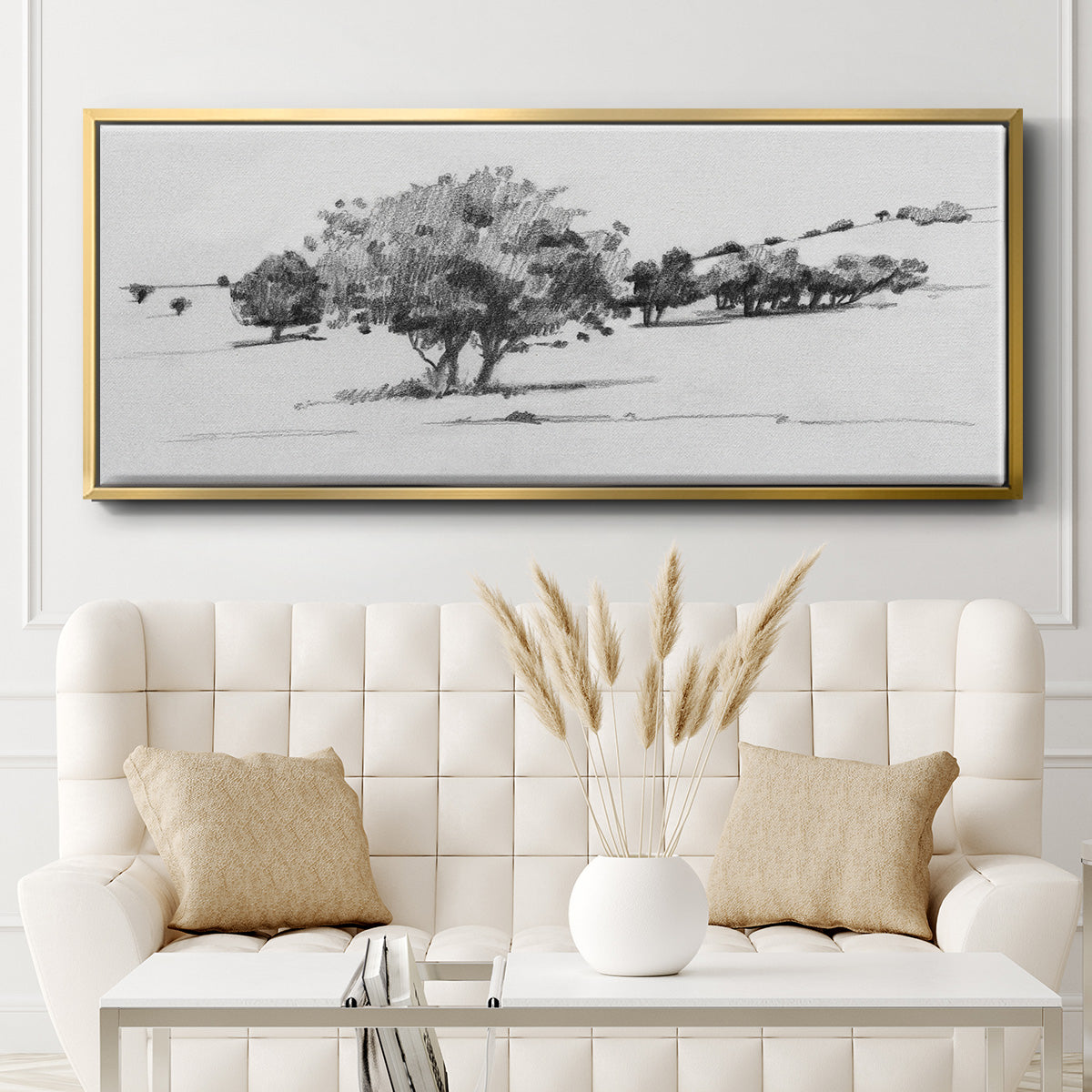 Treeline Sketch I - Floater Framed Canvas Print