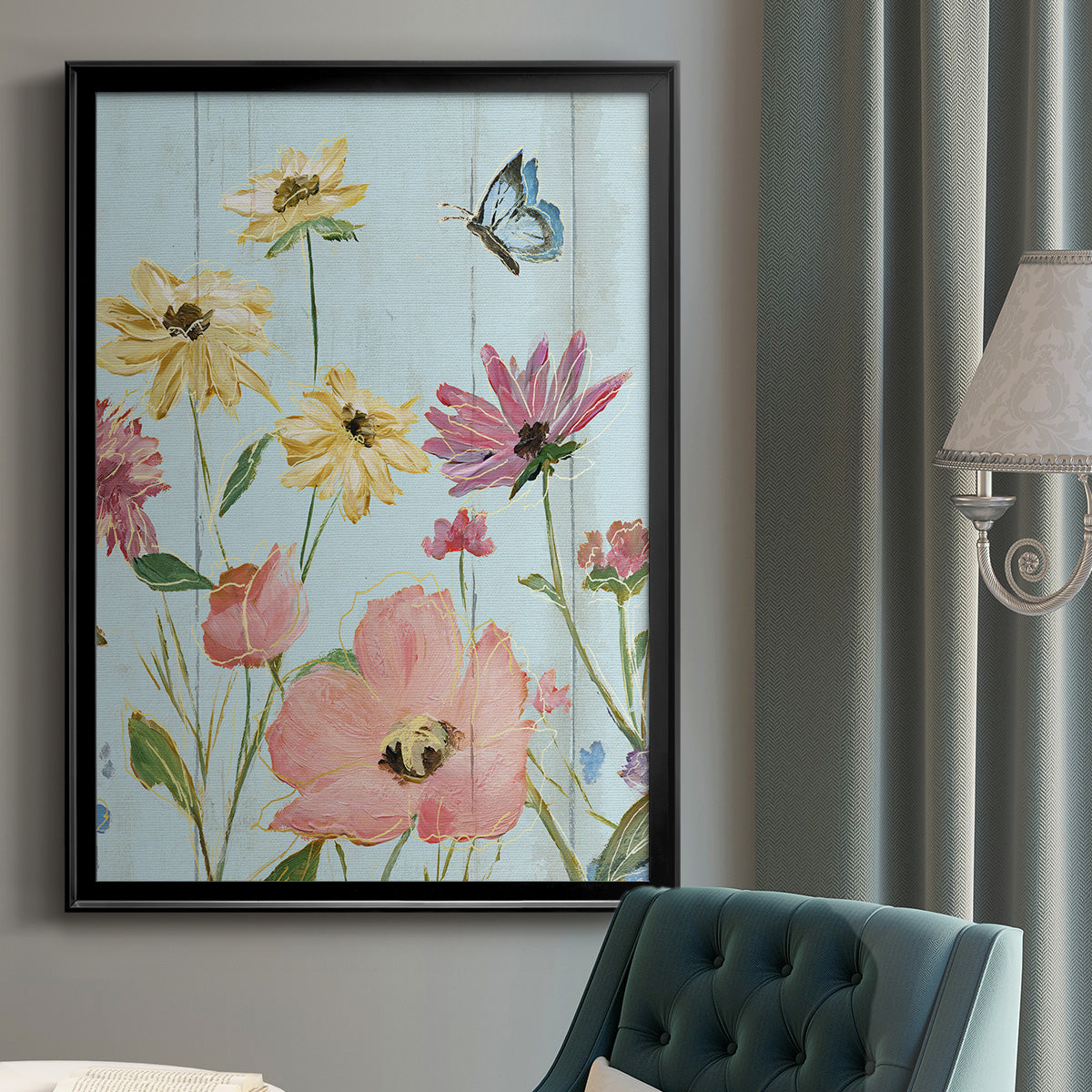 Wildflower Flutter II - Modern Framed Canvas Print