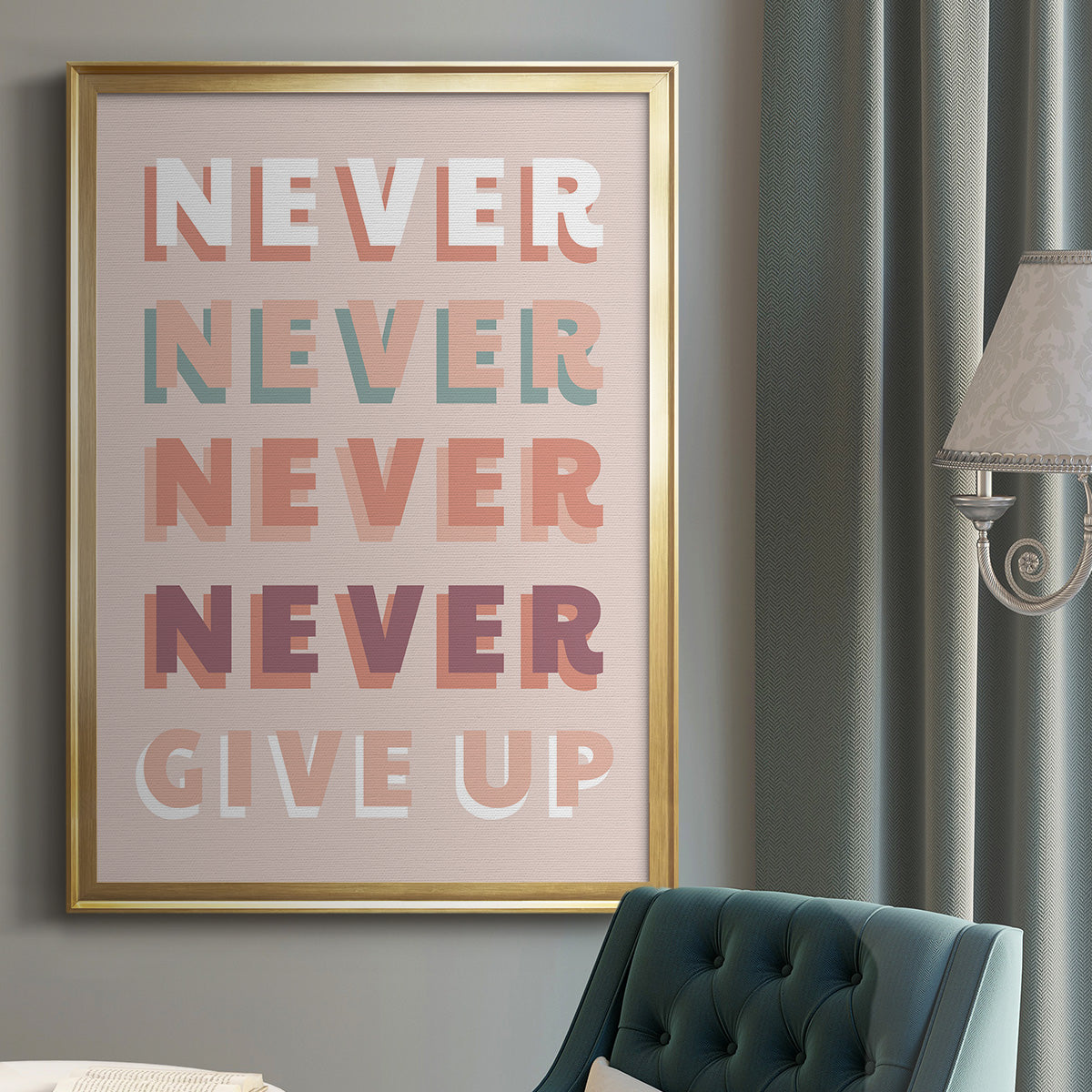Never Give Up - Modern Framed Canvas Print