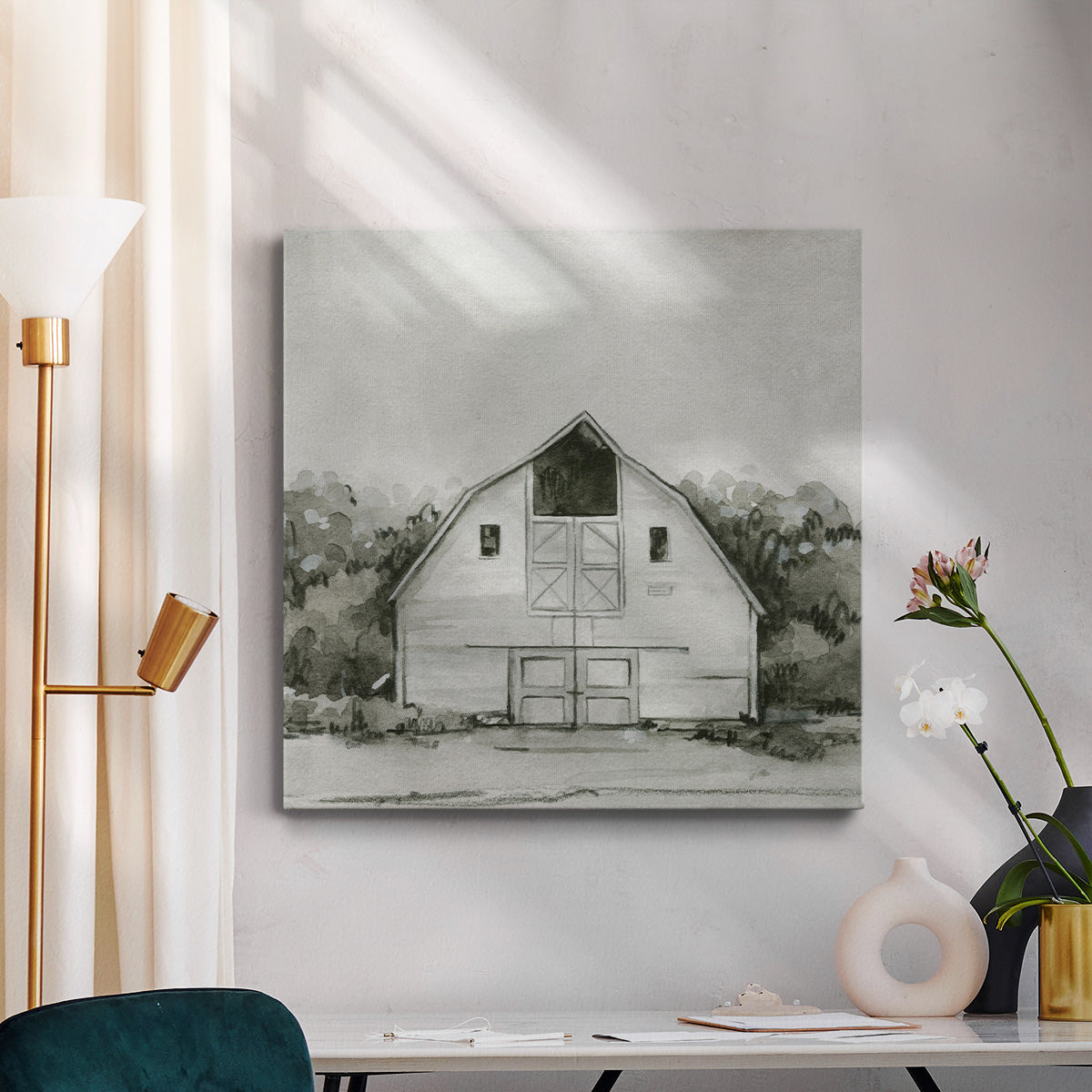 Solemn Barn Sketch III-Premium Gallery Wrapped Canvas - Ready to Hang