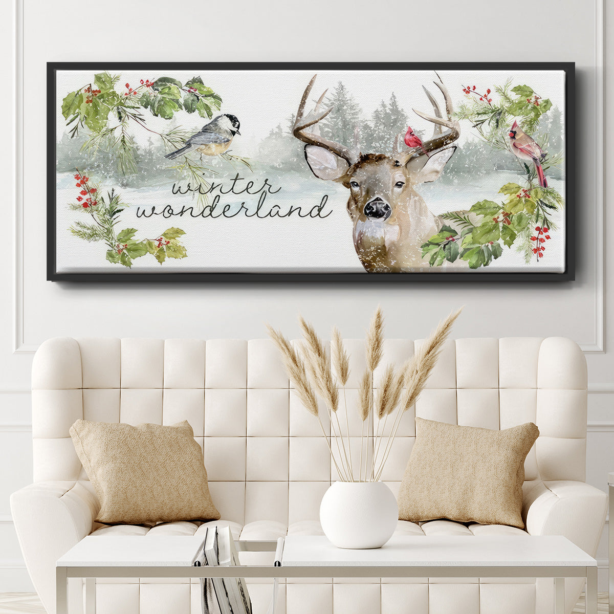Reindeer Woods - Floater Framed Canvas Print