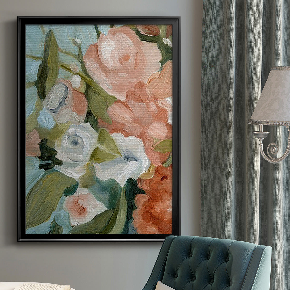 Bouquet Scatter II - Modern Framed Canvas Print