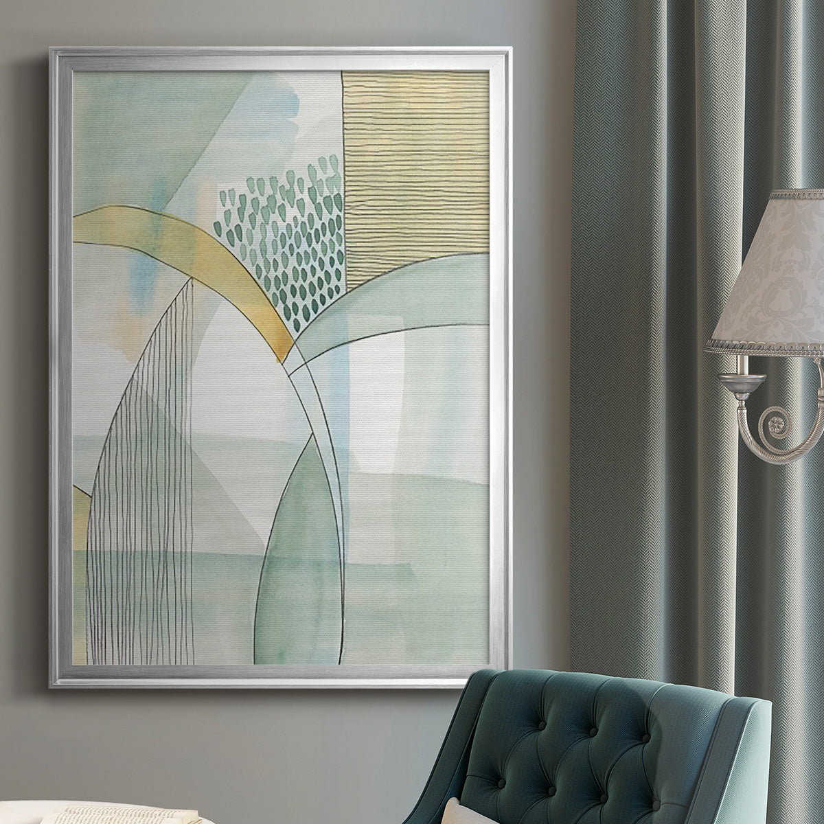 Mint Reflection I - Modern Framed Canvas Print