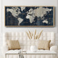 Old World Map Blue - Floater Framed Canvas Print