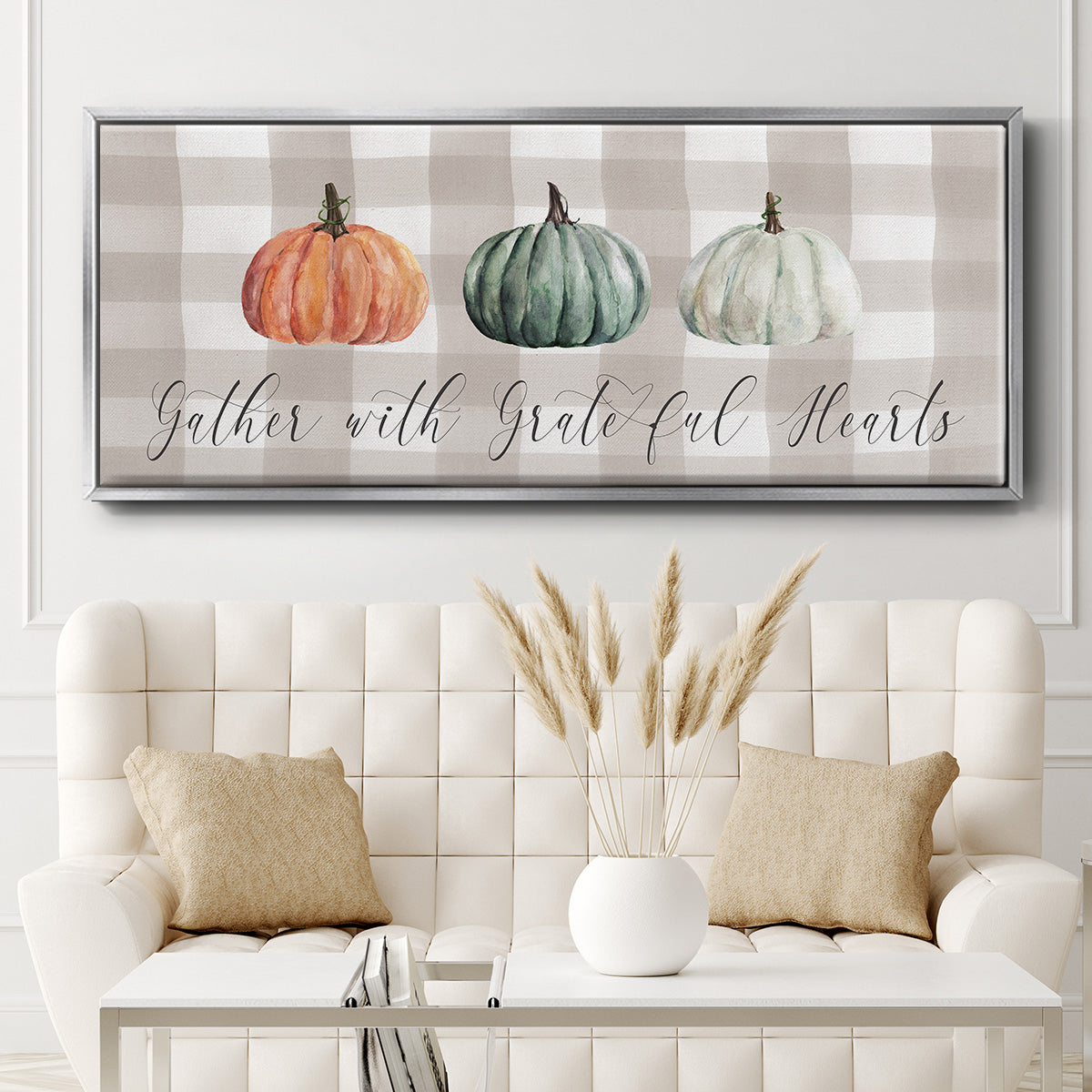 Gather With Grateful Hearts - Floater Framed Canvas Print