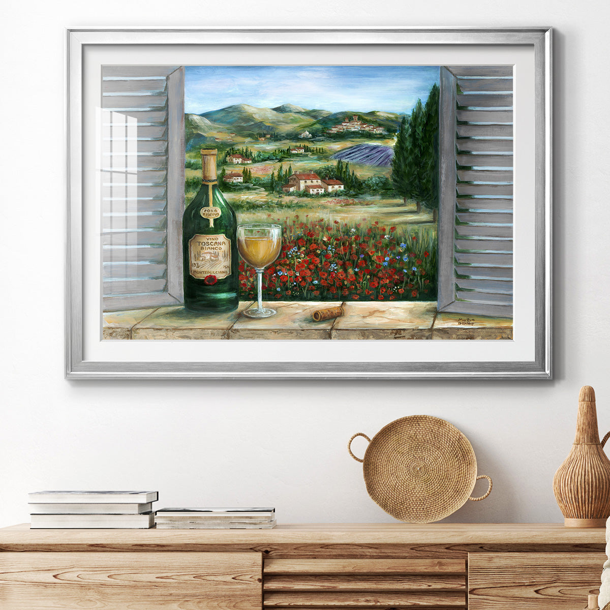 Tuscan White and Poppies Premium Framed Print - Ready to Hang