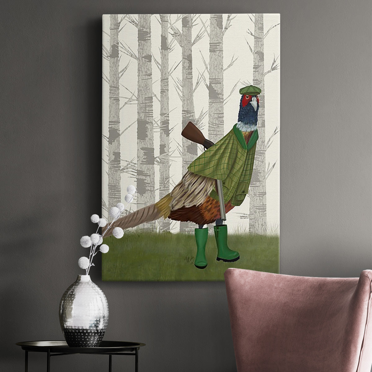 Pheasant Shooting Party 2 Premium Gallery Wrapped Canvas - Ready to Hang