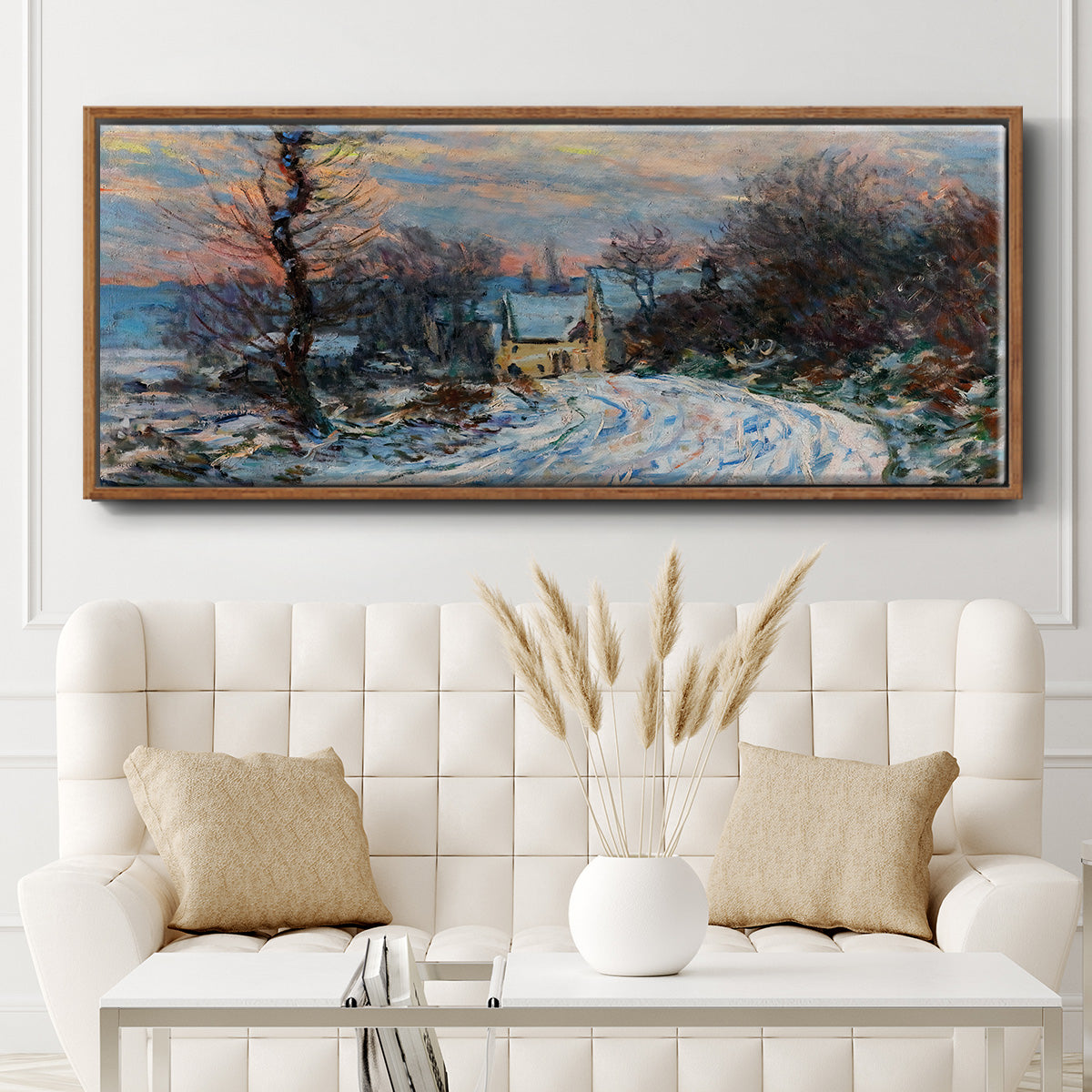 Road to Giverny in Winter, 1885 - Floater Framed Canvas Print