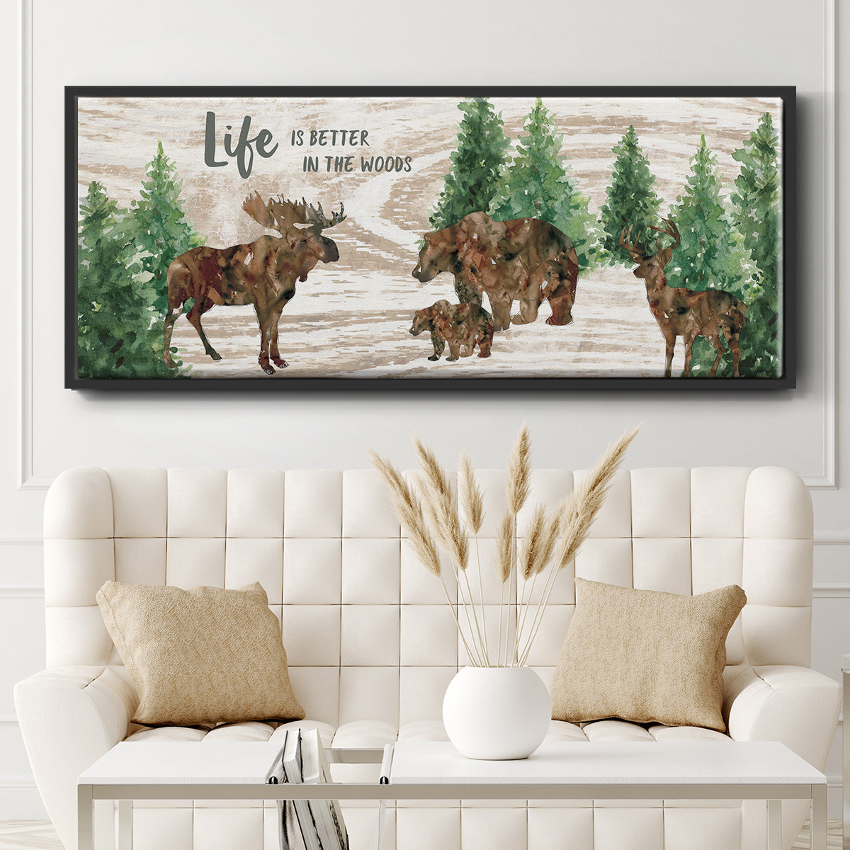 Better in the Woods - Floater Framed Canvas Print