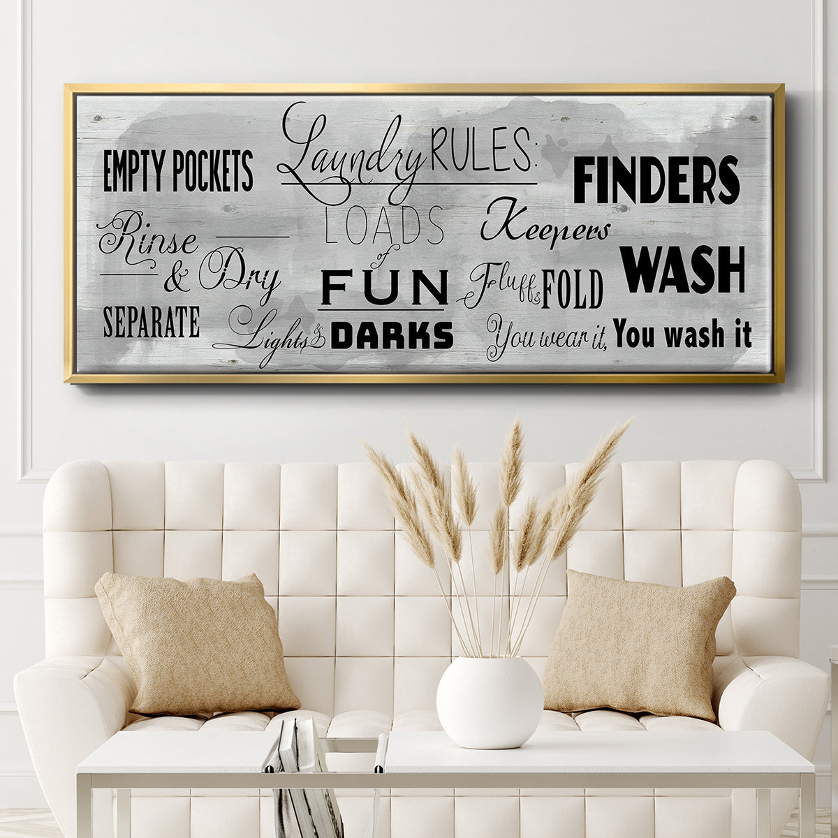 Laundry Rules - Floater Framed Canvas Print