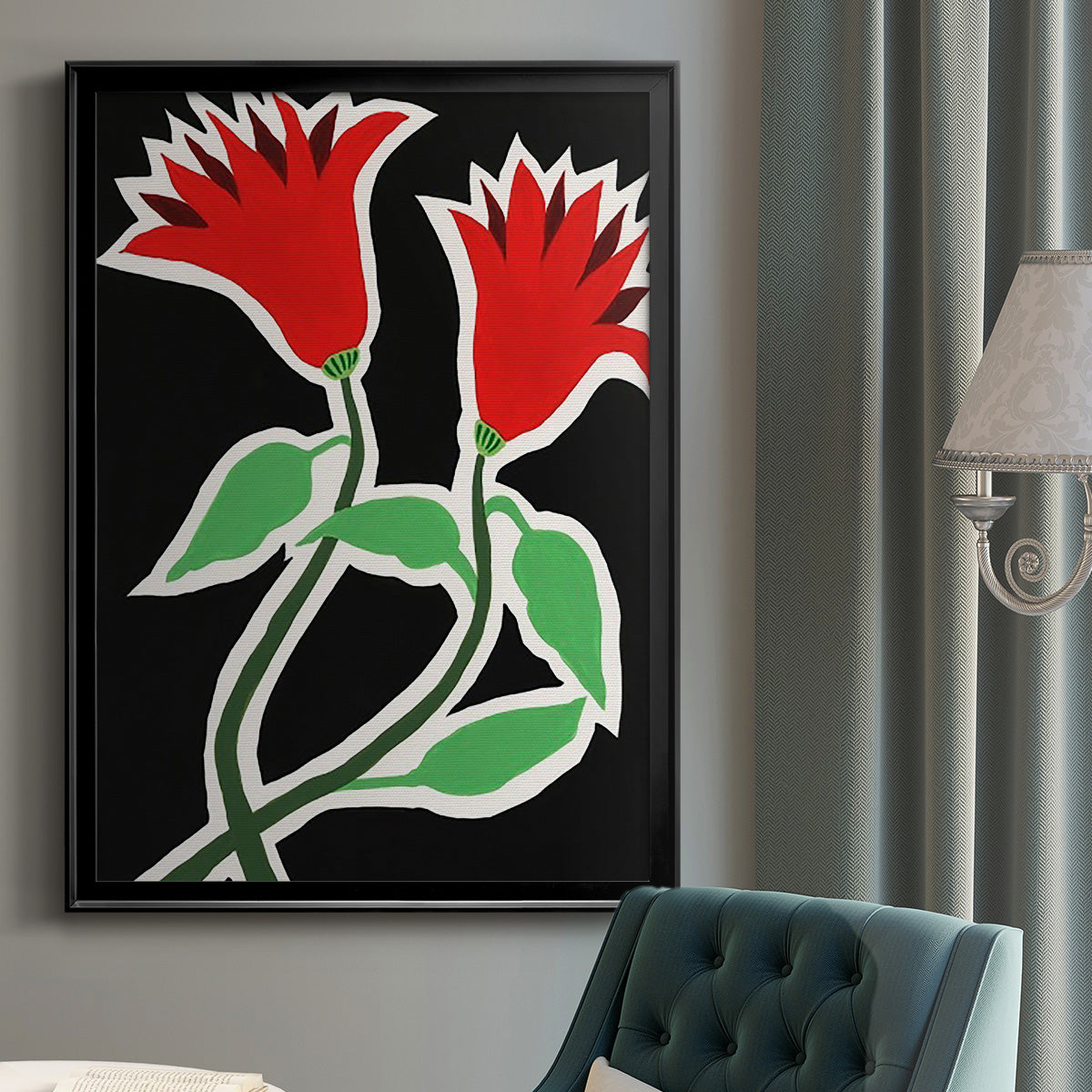 Pop Flowers VI - Modern Framed Canvas Print