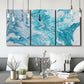 Three-panel canvas wall art featuring rocky coastal tide pool scene, displayed in a modern living room above seating.