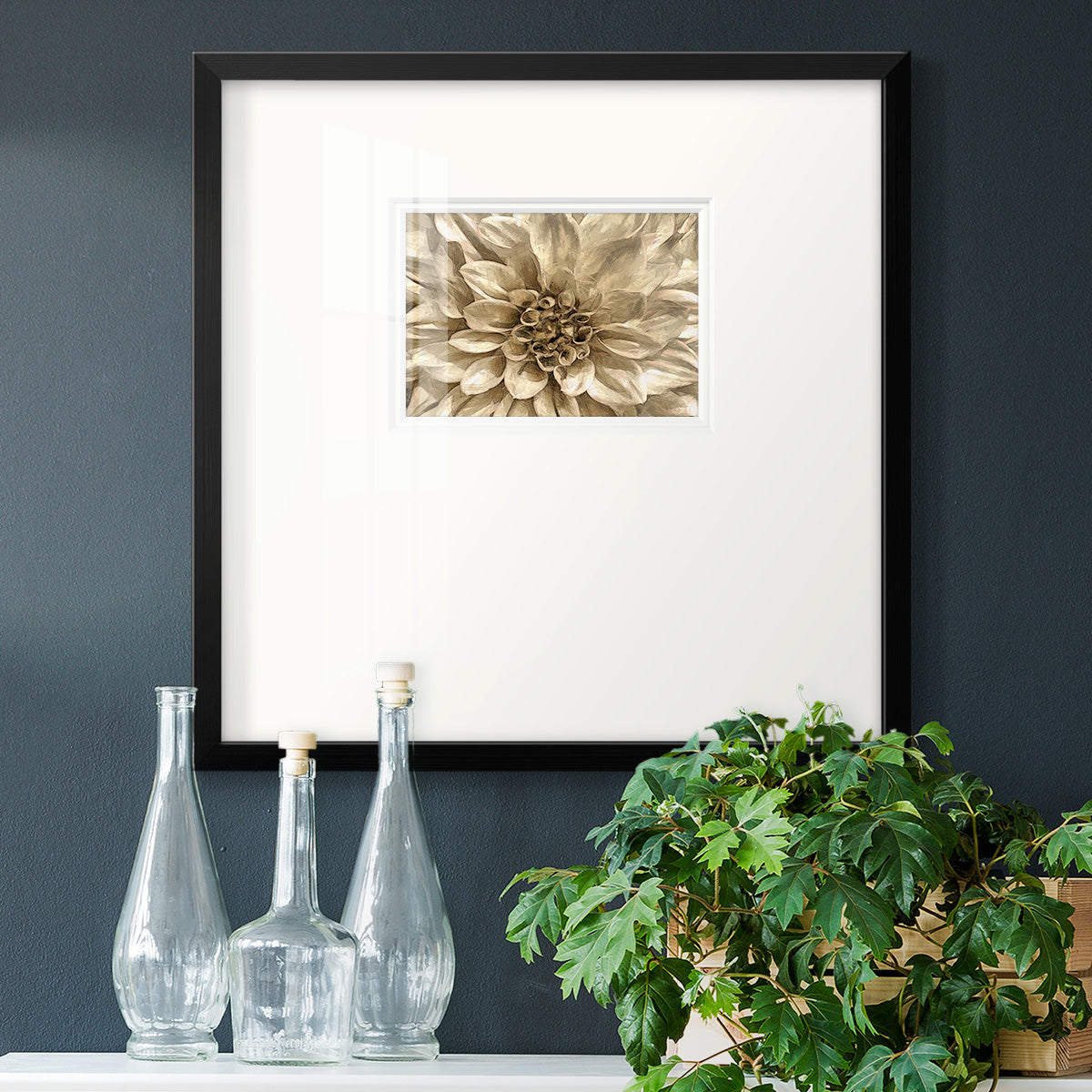 Neutral Wall Flower I Premium Framed Print Double Matboard