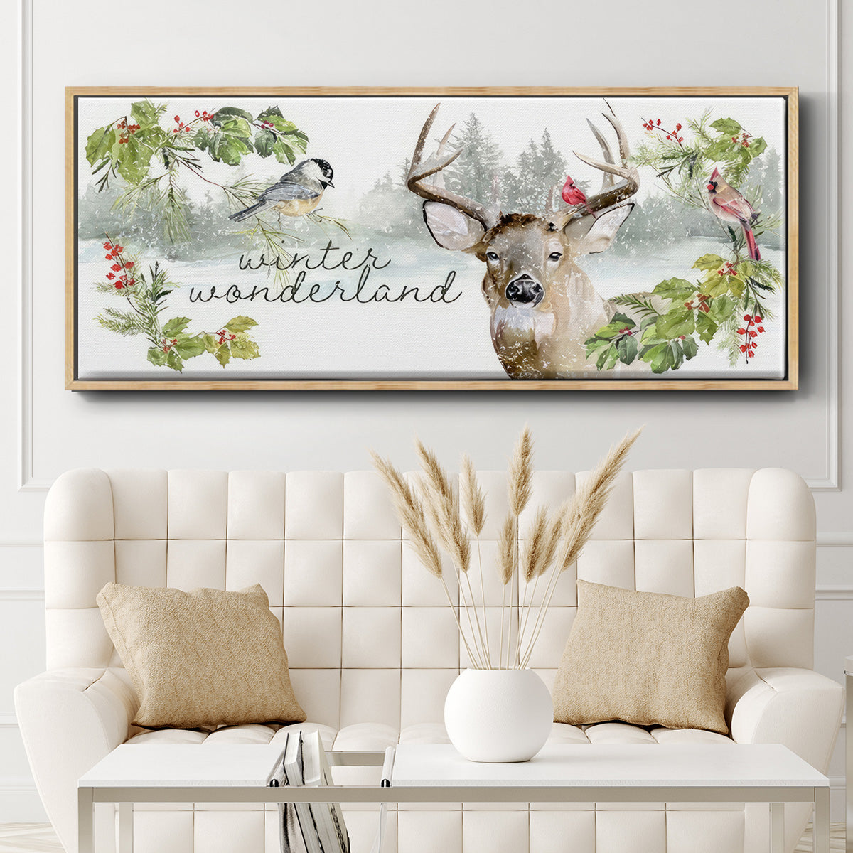 Reindeer Woods - Floater Framed Canvas Print