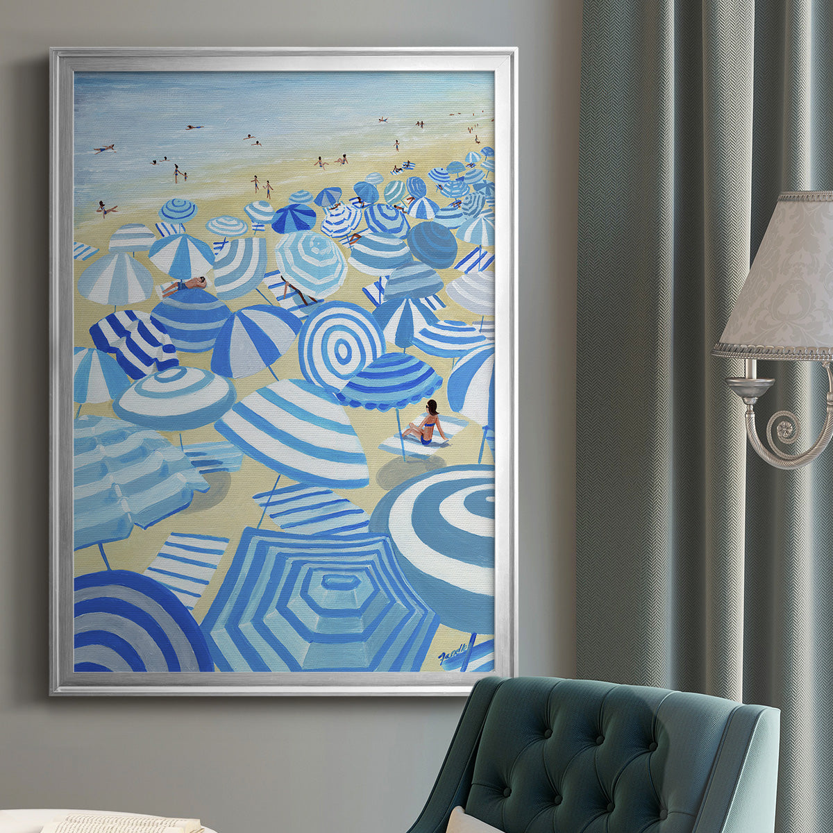 Sky Blue Beach - Modern Framed Canvas Print