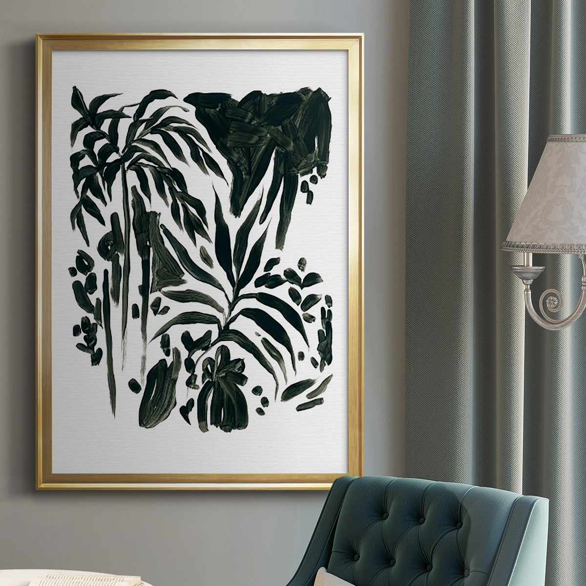 Ink Jungle II - Modern Framed Canvas Print