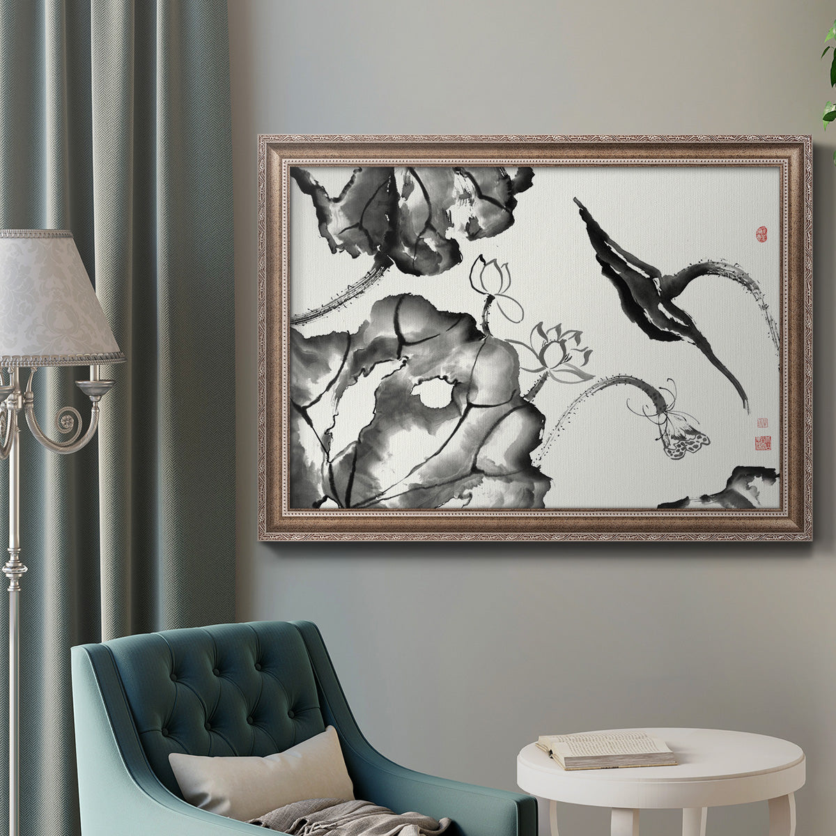 Lotus Study II Premium Framed Canvas- Ready to Hang