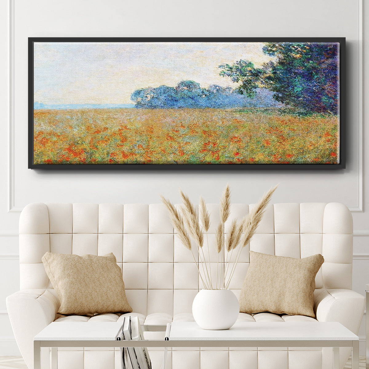 Oat and Poppy Field, 1890 - Floater Framed Canvas Print