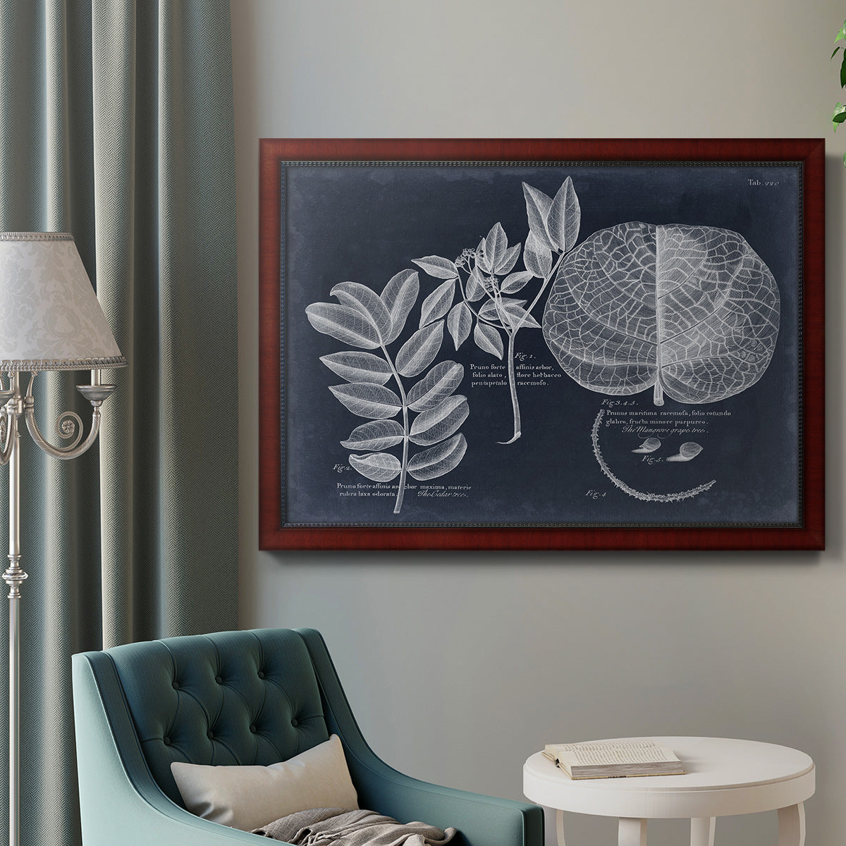 Foliage on Navy I Premium Framed Canvas- Ready to Hang