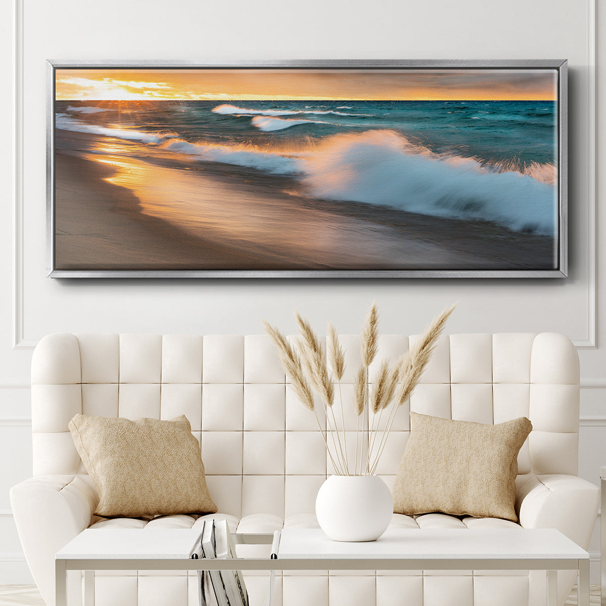 Miners Beach Light - Floater Framed Canvas Print