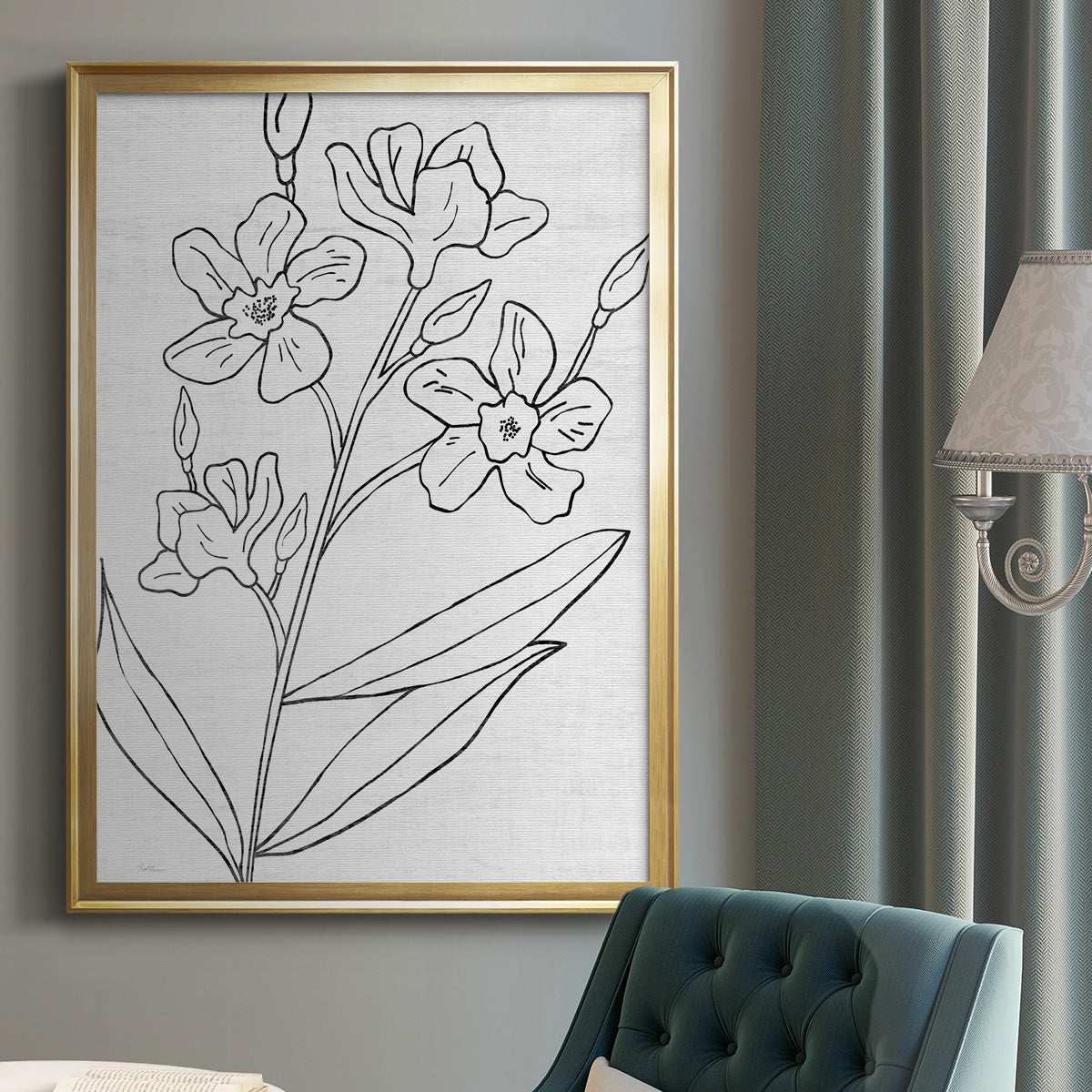 Botanical Sketch I - Modern Framed Canvas Print