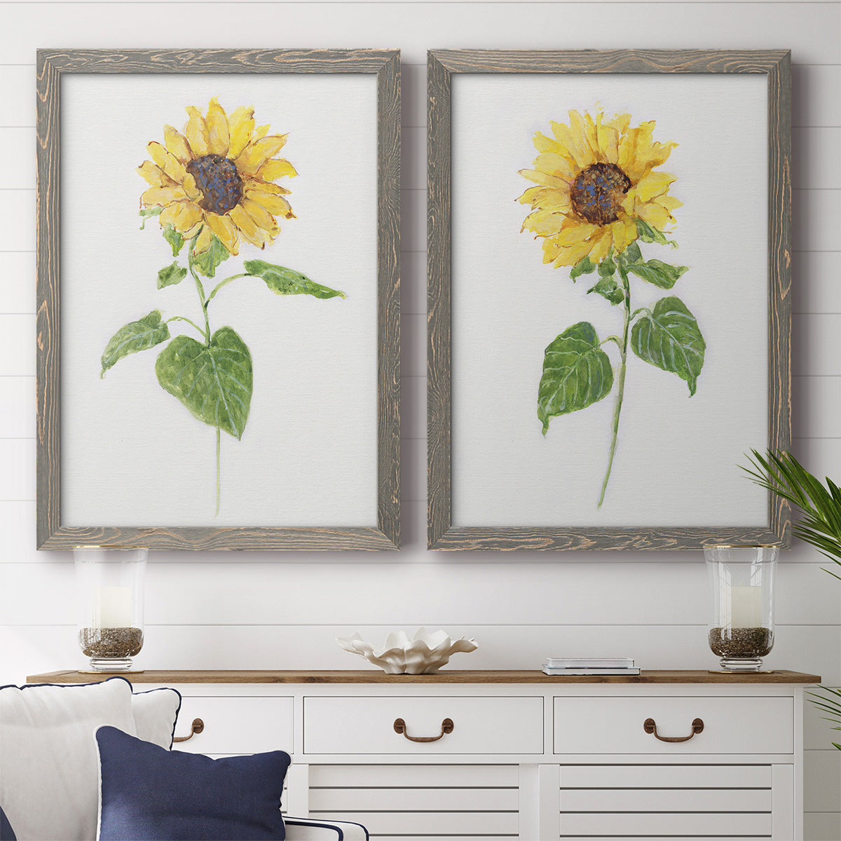 Sunflower I   - Premium Framed Canvas 2 Piece Set - Ready to Hang