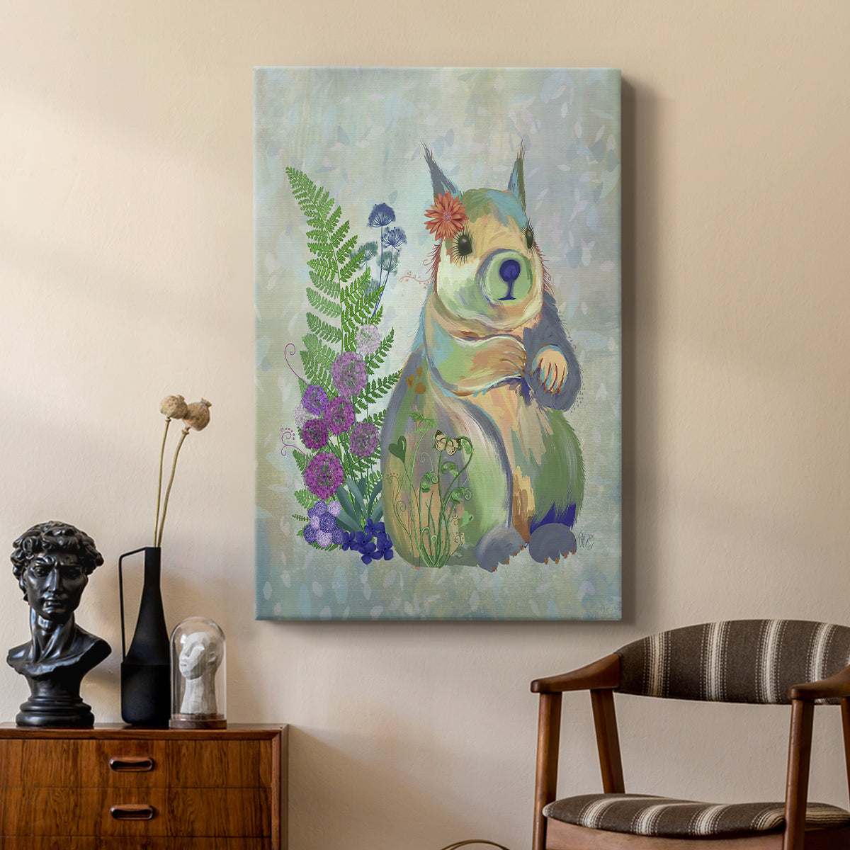 Fantastic Florals Squirrel - Canvas Art Print