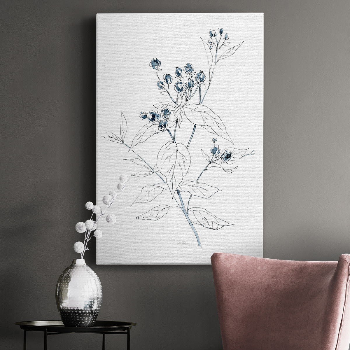 Indigo Sketch I Premium Gallery Wrapped Canvas - Ready to Hang