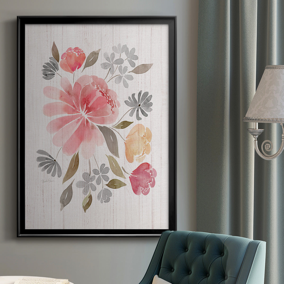 Loose Peonies I - Modern Framed Canvas Print
