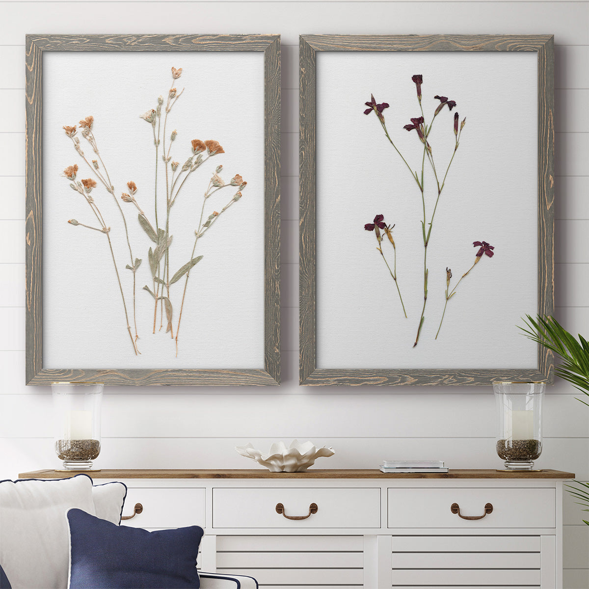 Pressed Botanical I - Premium Framed Canvas 2 Piece Set - Ready to Hang