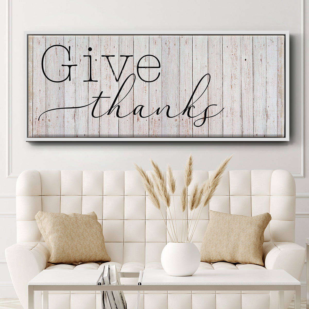 Give Thanks - Floater Framed Canvas Print