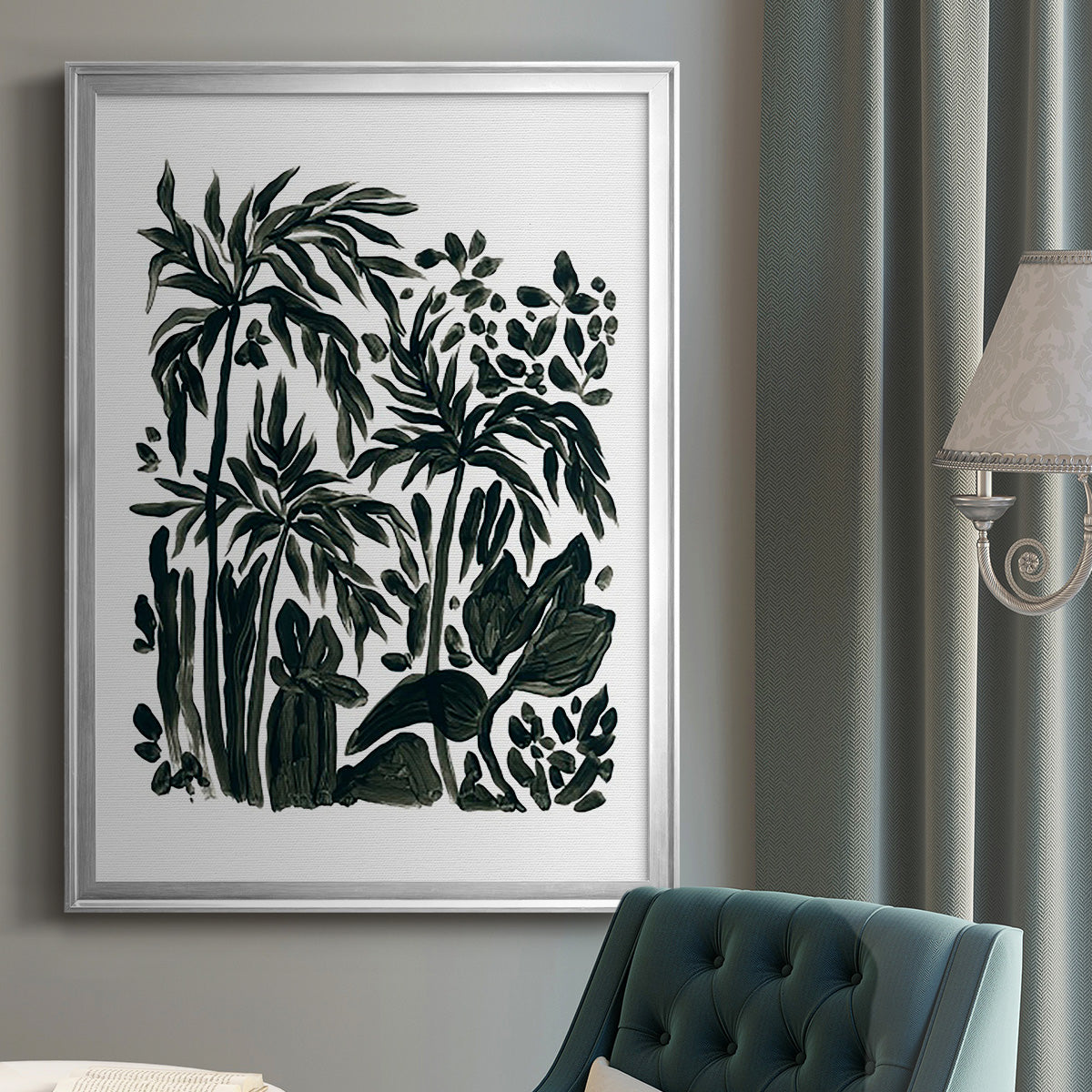 Ink Jungle III - Modern Framed Canvas Print