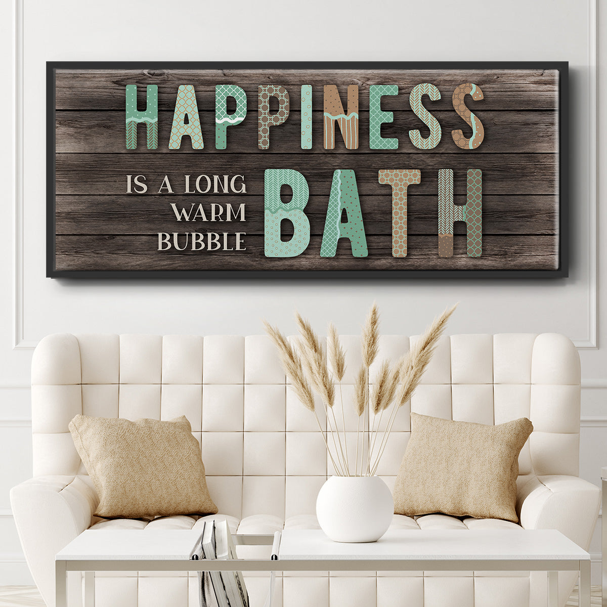 Happiness Bath - Floater Framed Canvas Print