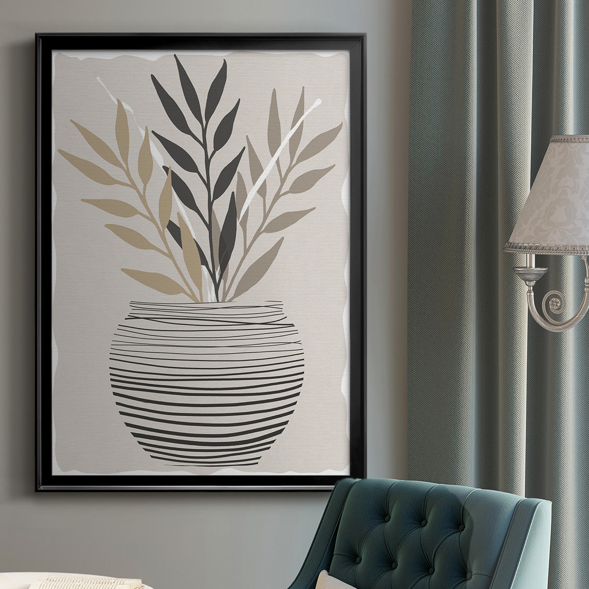 Palm Arrangement I - Modern Framed Canvas Print