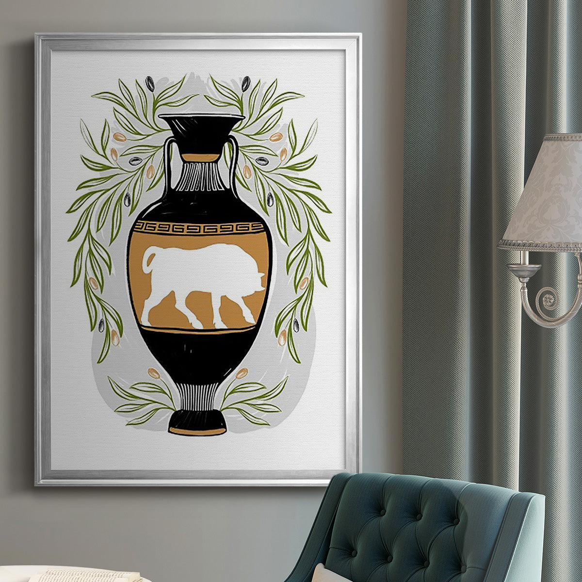 Greek Vases IV - Modern Framed Canvas Print