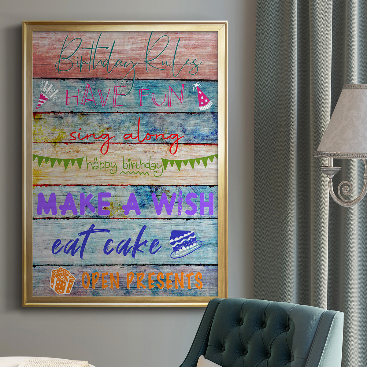 Birthday Rules - Modern Framed Canvas Print
