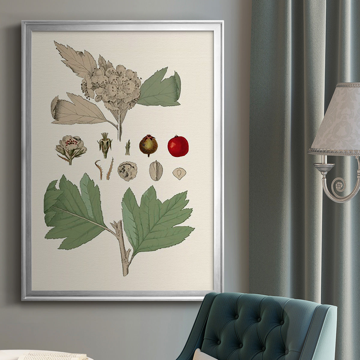 Leaves & Berries IV - Modern Framed Canvas Print