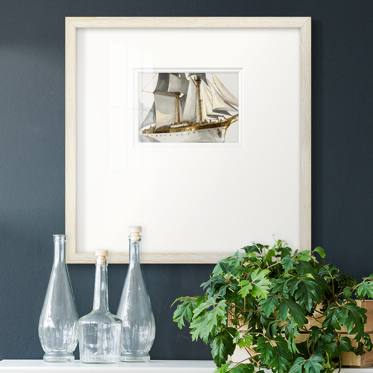 White and Gold Sails Premium Framed Print Double Matboard