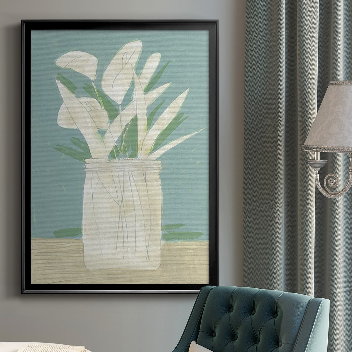 Muted Spring Arrangement IV - Modern Framed Canvas Print