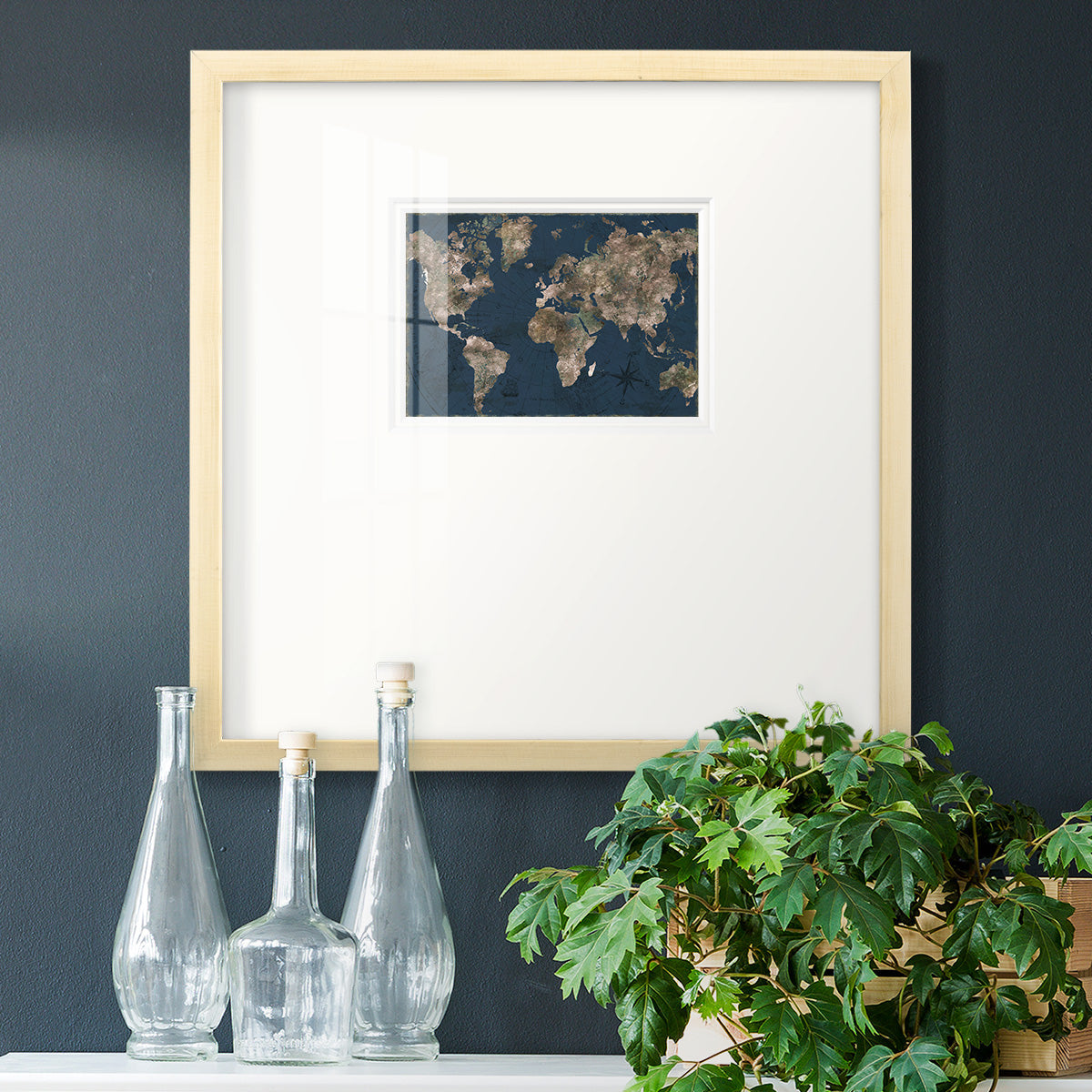 Navy Atlas Premium Framed Print Double Matboard