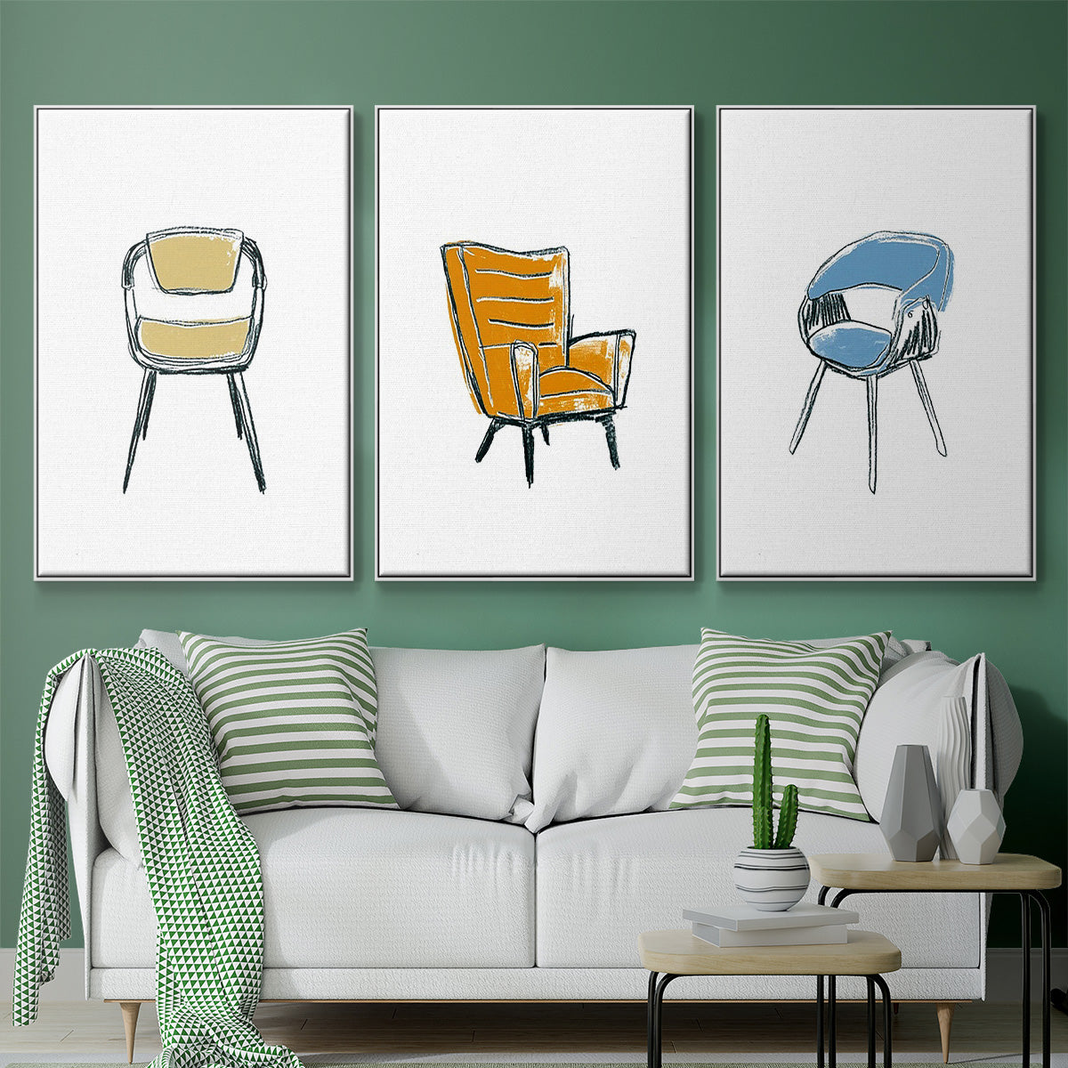 Take a Seat I - Framed Premium Gallery Wrapped Canvas L Frame 3 Piece Set - Ready to Hang