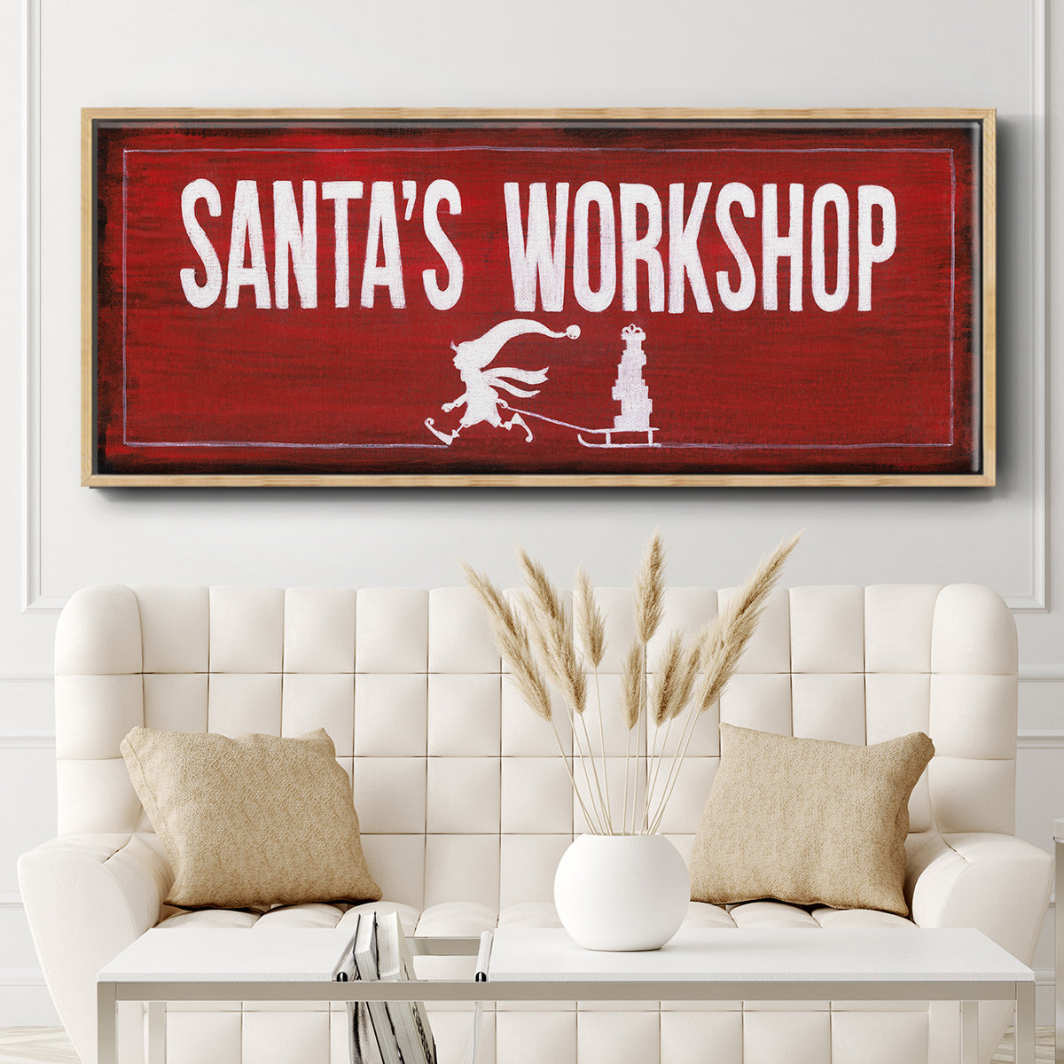 Santa's Workshop - Floater Framed Canvas Print