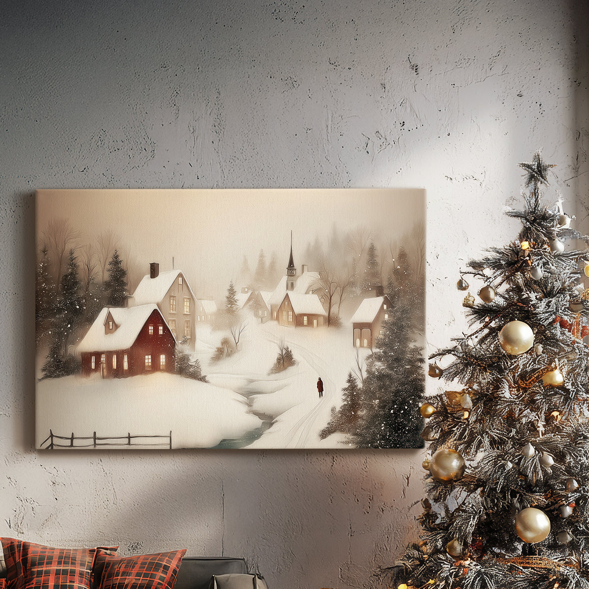 Golden Yule Promise - Canvas Art Print