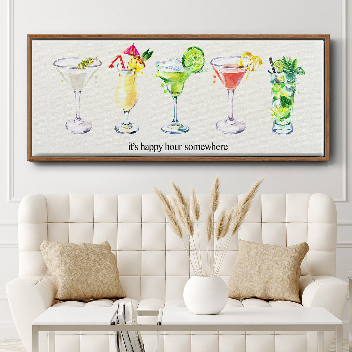 Happy Hour Cocktails - Floater Framed Canvas Print