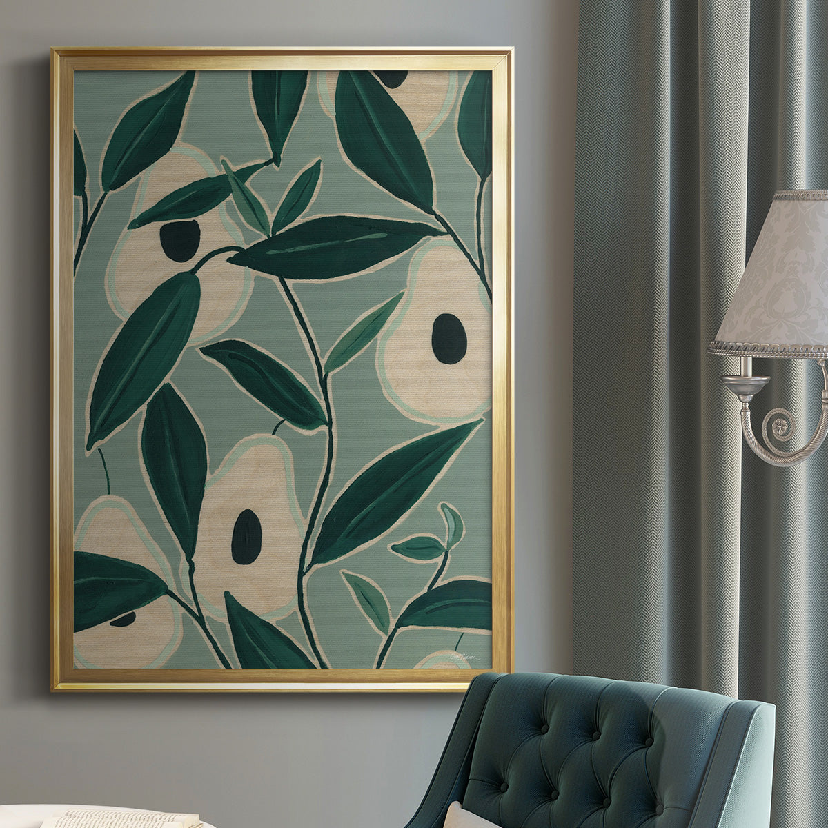 Monochrome Avocados - Modern Framed Canvas Print