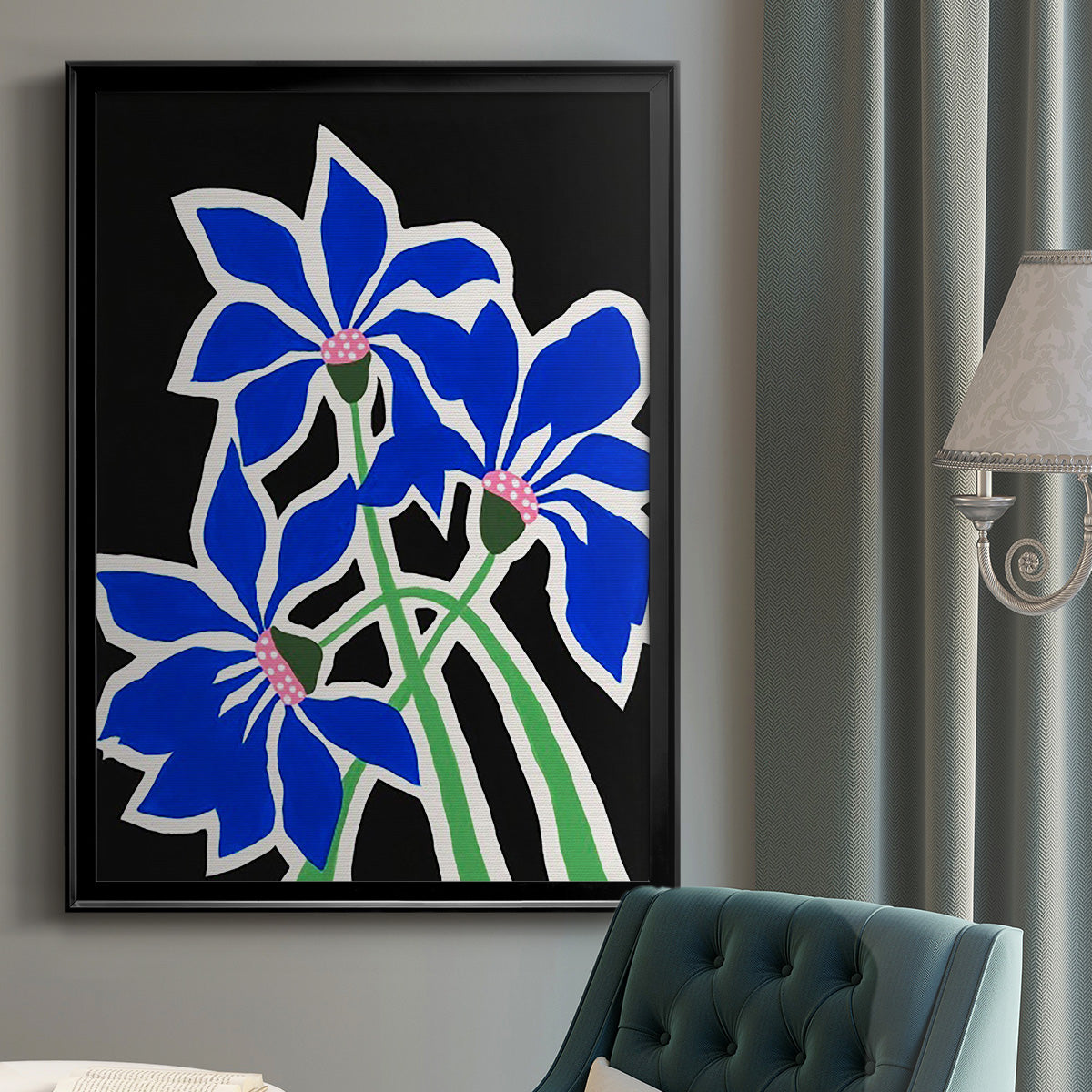 Pop Flowers IV - Modern Framed Canvas Print